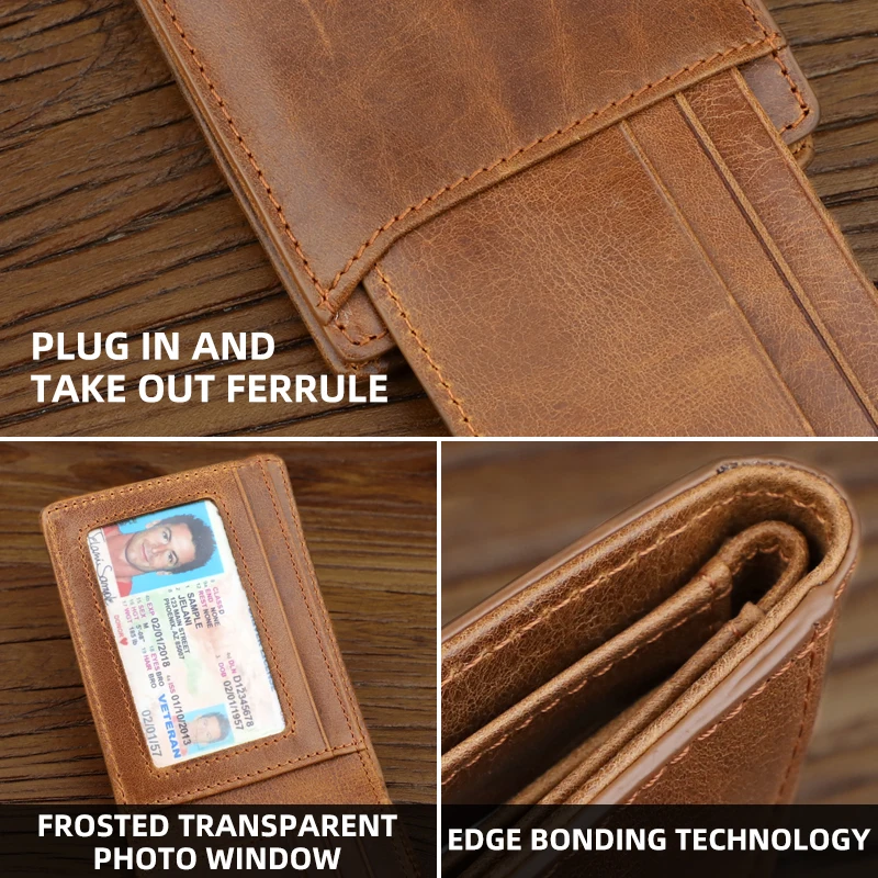 Portable Genuine Leather Men Wallet Slim Leather Card Slots Wallet For Women Business Card Driver License Holder Coin Purse