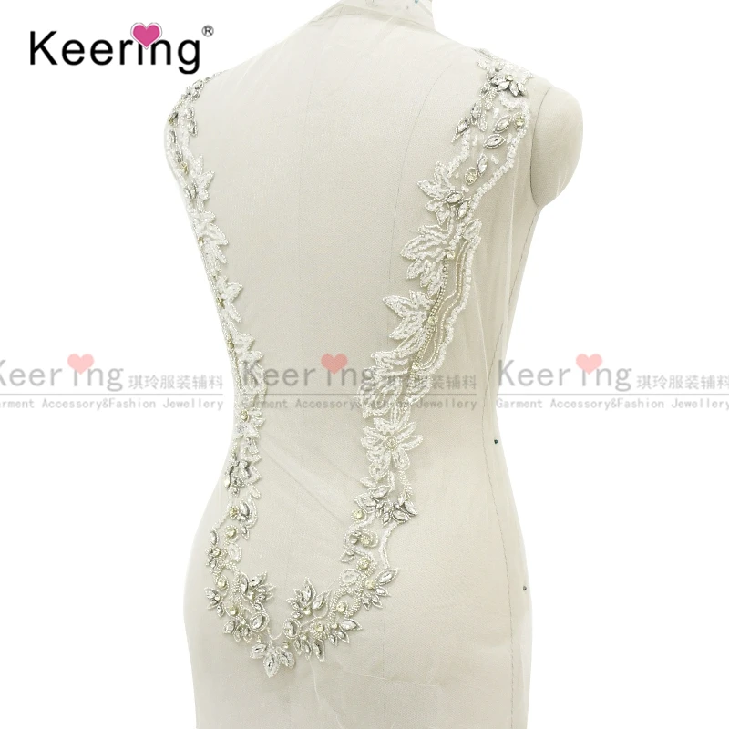 Backless Rhinestone Applique for Bridal Dress, Elegant Hand-Made, WDP-070