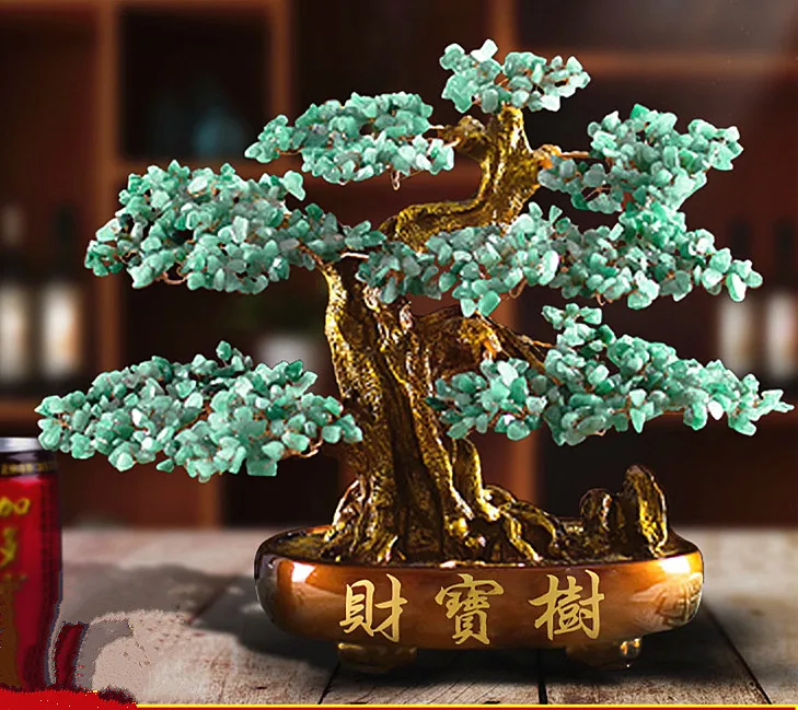 Natural topaz shake money get rich tree geomantic fortune bonsai furnishing handmade living room decoration