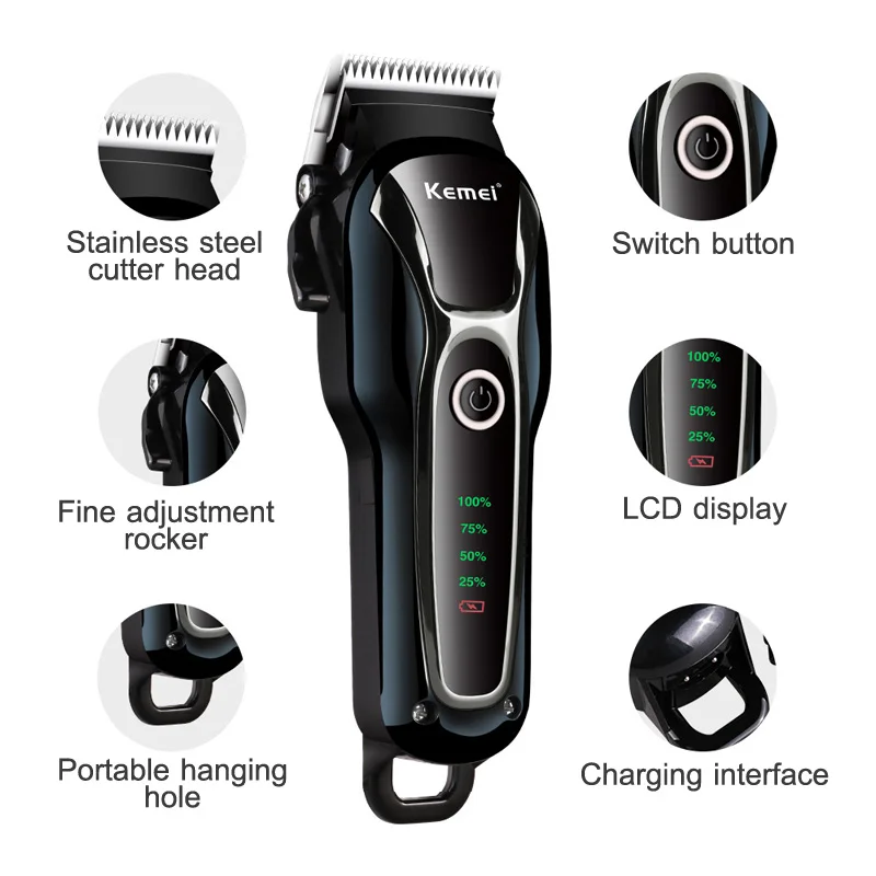 Kemei 1991 Pet Hair Trimmer Clipper Electrical Animal Haircut Machine Cat Dog Grooming Cordless Rechargeable Hair Cutter Remover