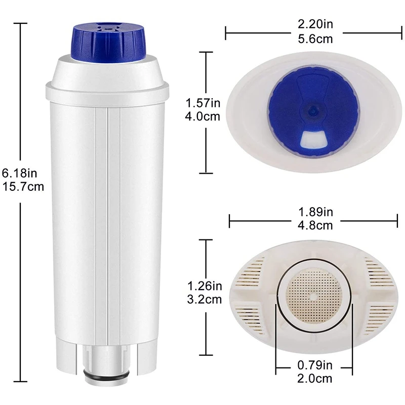 Filtro de agua para máquina de café Delonghi DLSC002, cartucho de filtro de repuesto con carbón activado, 3 paquetes