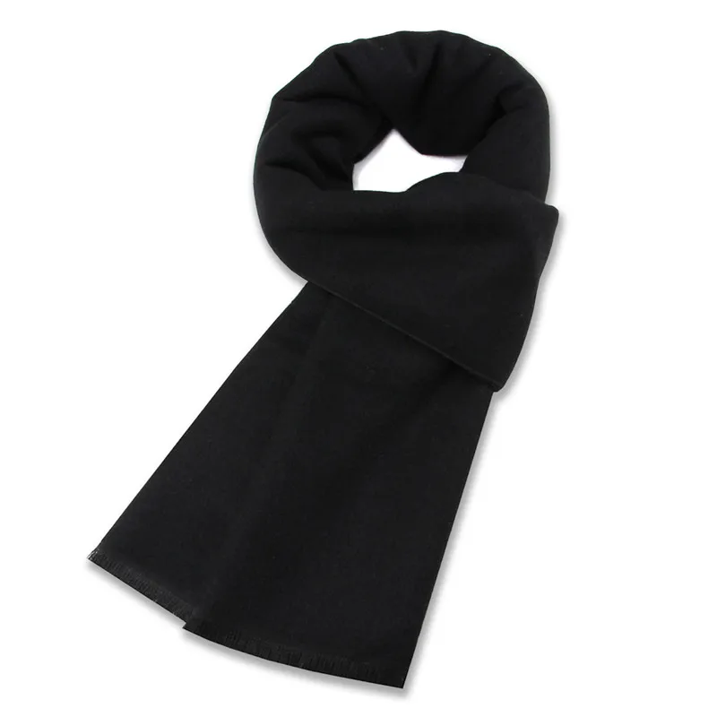 Fashion Men Soild Color Cashmere Scarf Winter Thicken Warm Pashmina Shawl Man Black Gray Casual Scarves Tassel Foulard Bufanda