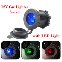 12V/24V Car Cigarette Lighter Charger Socket Waterproof with LED Light for Auto Boat Motorcycle Tractor Power Outlet Adapter