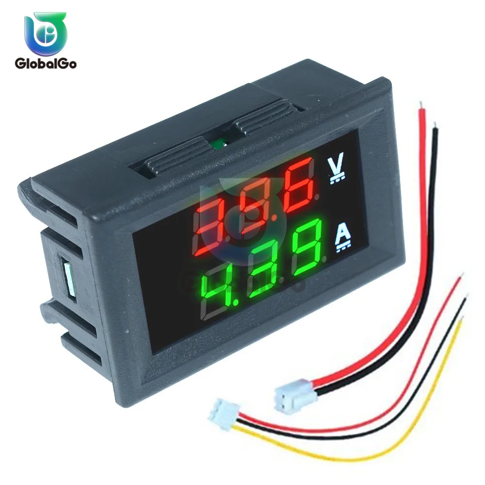 Mini Digital Voltmeter Ammeter DC100V 10A Panel Amp Volt Voltage Current Meter Tester Blue Red Dual LED Display Voltmeter Tool