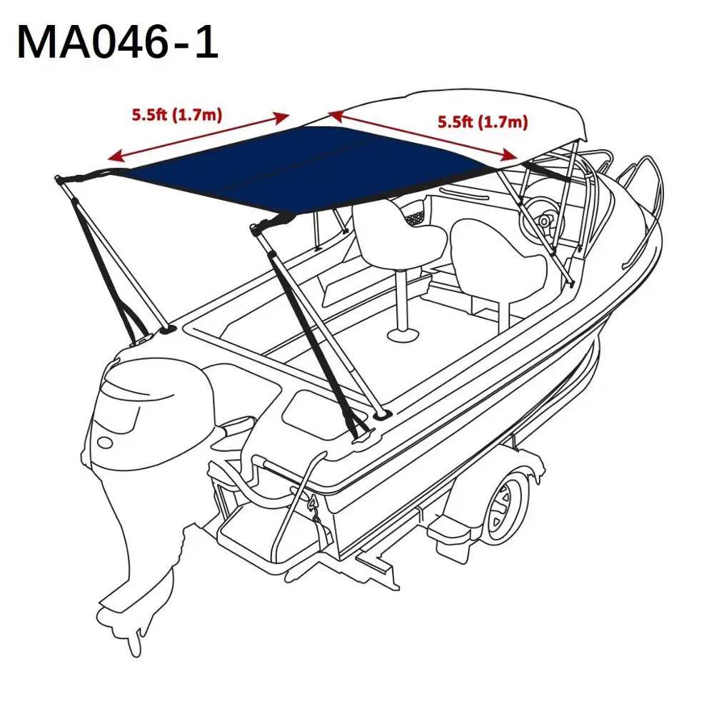 Marine Boat Bimini Top Extension Sun Shade Kit Black Blue Grey MA 046