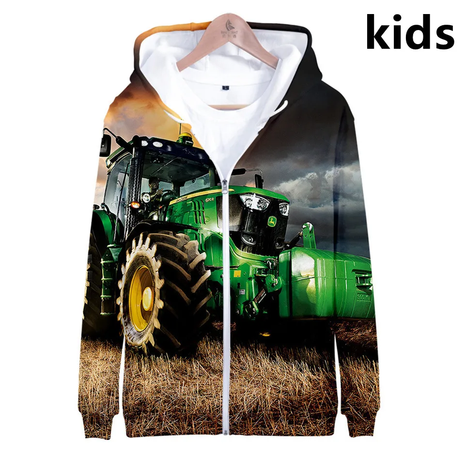 

2 To 14 Years Kids Hoodies 3D Tractor Pattern Car Printed Hoodie Sweatshirt Boys Girls Harajuku Cartoon Coat Children Clothes