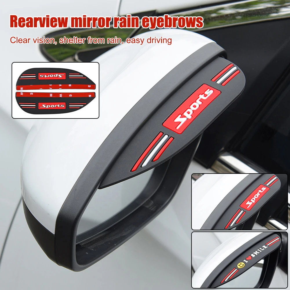 2pcs Universal Car Rearview Mirror Rain Eyebrow Protector Rain Cover Car Rearview Mirror Sun Visor Shade Rain Shield Eyebrow