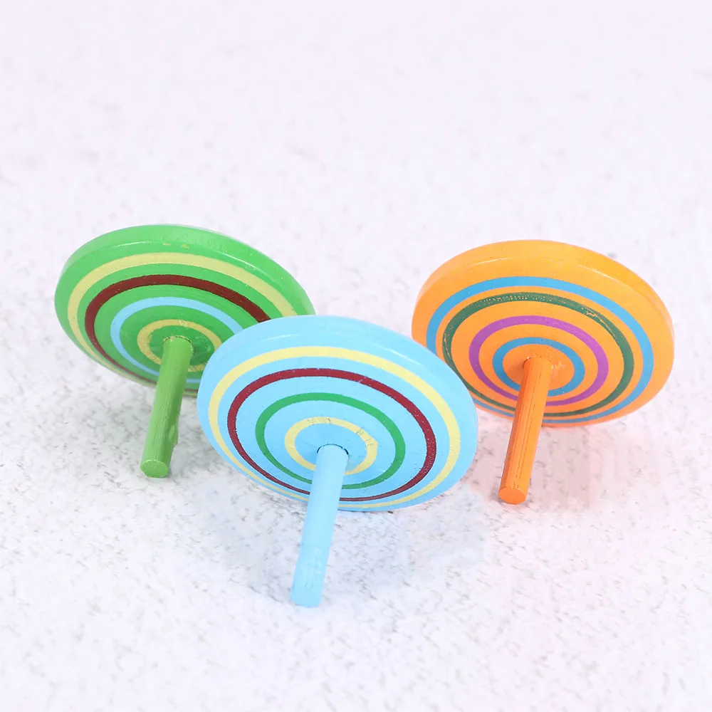 3Pcs Hot Sale Funny Spinning Top Multi-color Wooden Spinning Top Toys Children\'s Leisure Hand Spinning Toys For Kid Gift