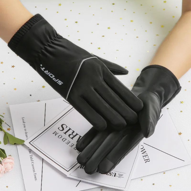 Guantes de terciopelo grueso para mujer, protección para pantalla táctil, resistente al agua, elásticos, suaves, para exteriores, ciclismo resistente al viento, Invierno