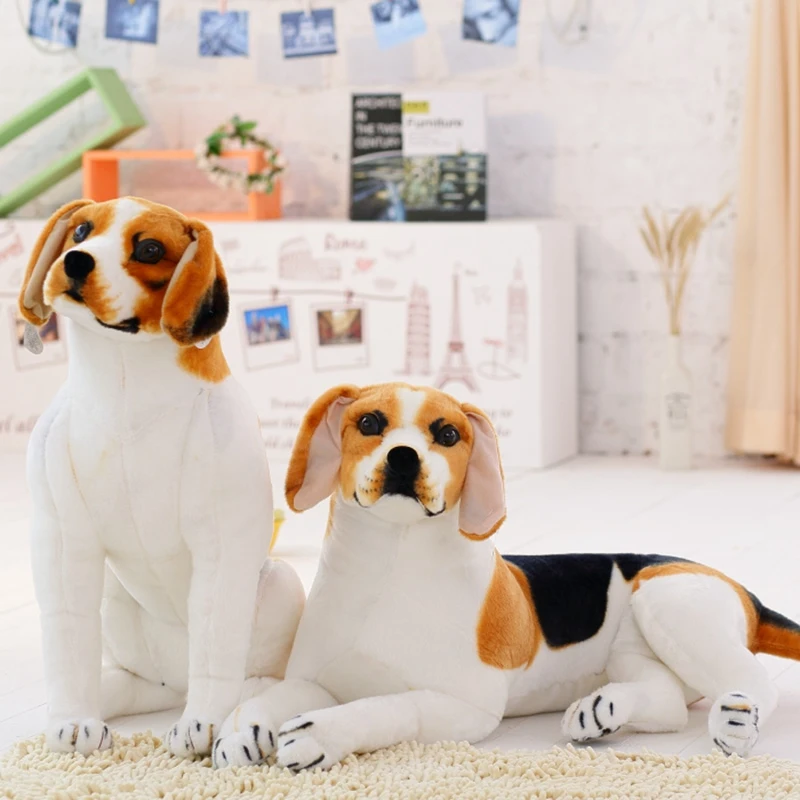 30-90cm New Simulation Giant Dog Toy Realistic Stuffed Animals Miguel Harrier Beagles Dog Plush Toys Birthday Gift For Children