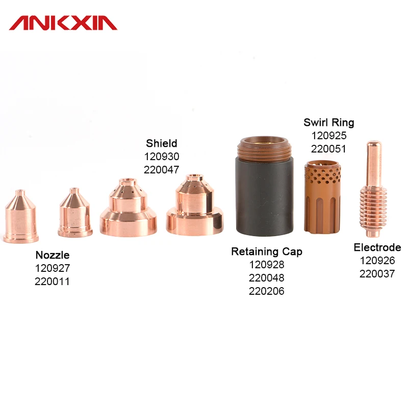 Materiali di consumo al Plasma Shield 120930 220047 120928 220048 ugello 120927 220011 elettrodo 120926 220037 anello di turbolenza 120925 220051
