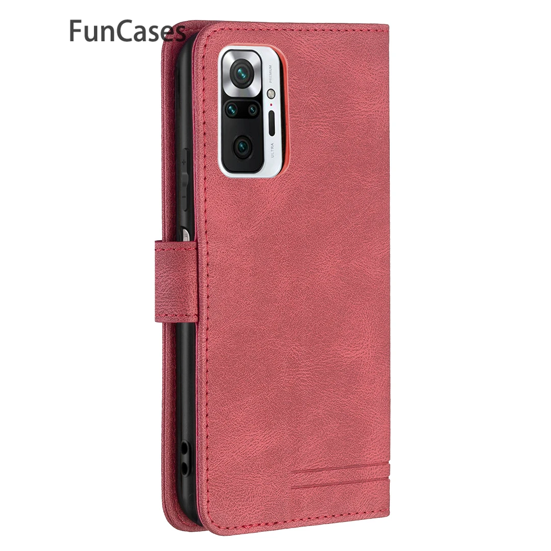 Red RFID Blocking Phone Shell For accesorios Redmi Note 10Pro Flip Cases Covers sFor Telofon Xiaomi Redmi armor Note 10 Pro Max