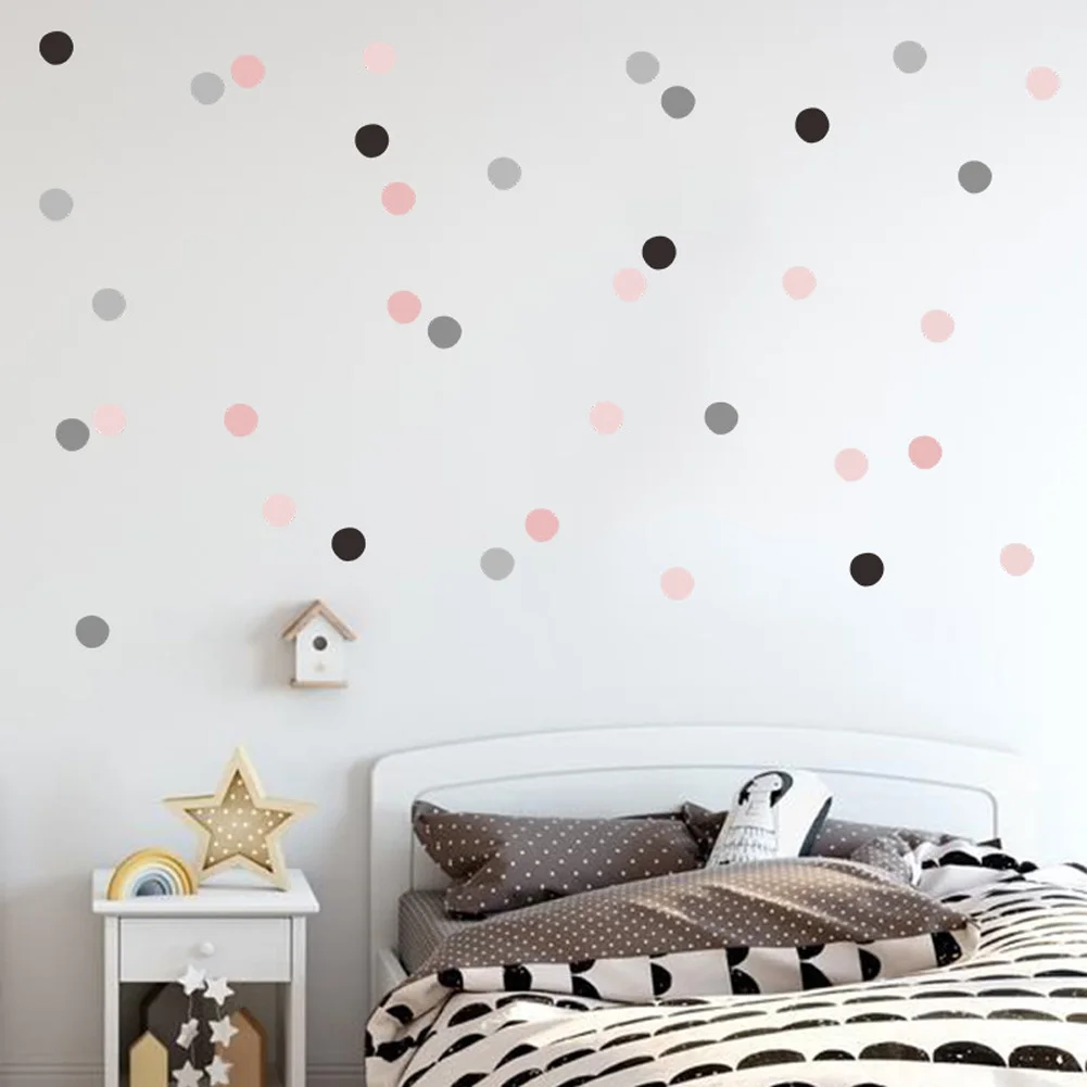 Gray Pink Colored Dots Wall Sticker Bedroom Living Room Wallpaper Home Decor Background Decoration Kids Room Beautify Stickers