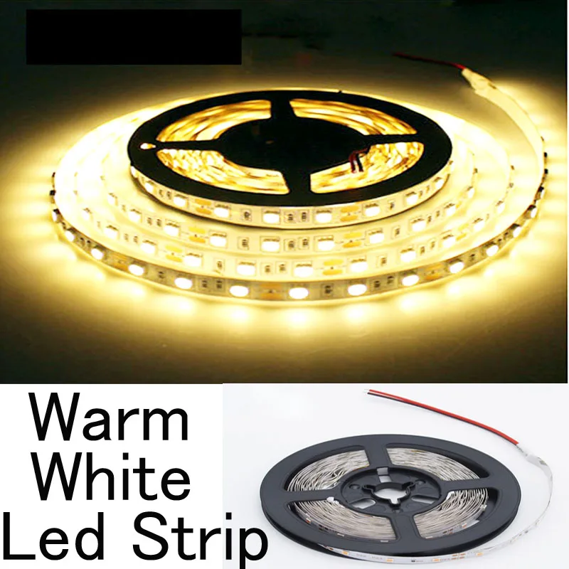 Waterproof 12V LED Strip Light 60 LED/m Warm White Flexible LED Strip Light 1m 2m 3m 4m 5m Replacement for 5050 RGB Black PCB