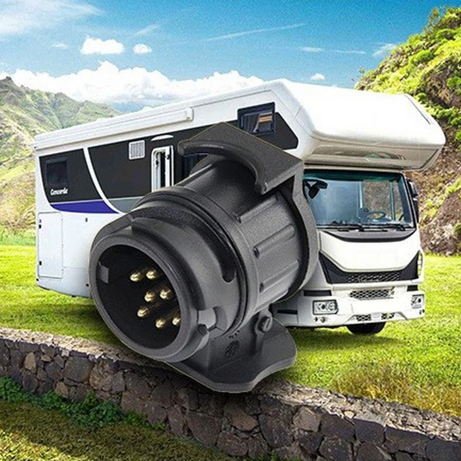 13 To 7 Pin Trailer Connector 12V Electric Towing Plug Adaptor Connector Socket for RV Truck Vans Caravans Tow Bar Accessories