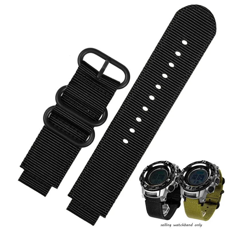 Convex Nylon Watchband For Casio PROTREK Series PRW-2500t/3500/5000/5100 PRG-260/270/500 Modified Wristband Outdoor Sports Strap