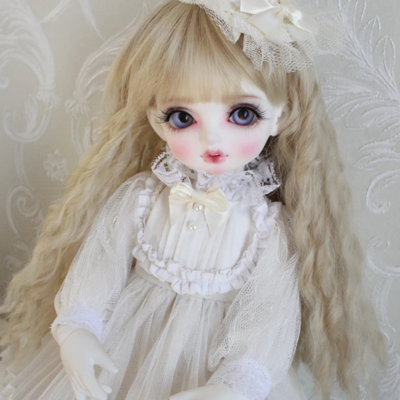 Doll clothes 1/6 1/4 BJD dress white lace noble dress suit for 1/6 YOSD 1/4 BJD MSD Blyth doll accessories dress+hair band+socks