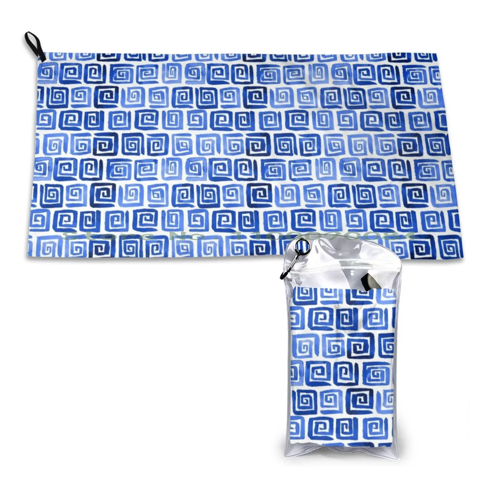 Watercolor Greek Key Pattern-Royal Blue Quick Dry Towel Gym Sports Bath Portable Cool Love Cute Iconic Music Pop Rnb R B