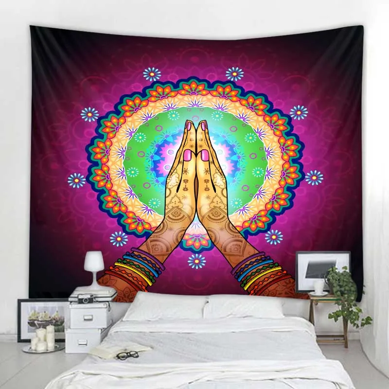 Indian Meditation 7 Chakra Pattern Tapestry Wall Mount Mandala Tapestry Wall Cloth Bohemian Psychedelic Yoga Mat Home Decor