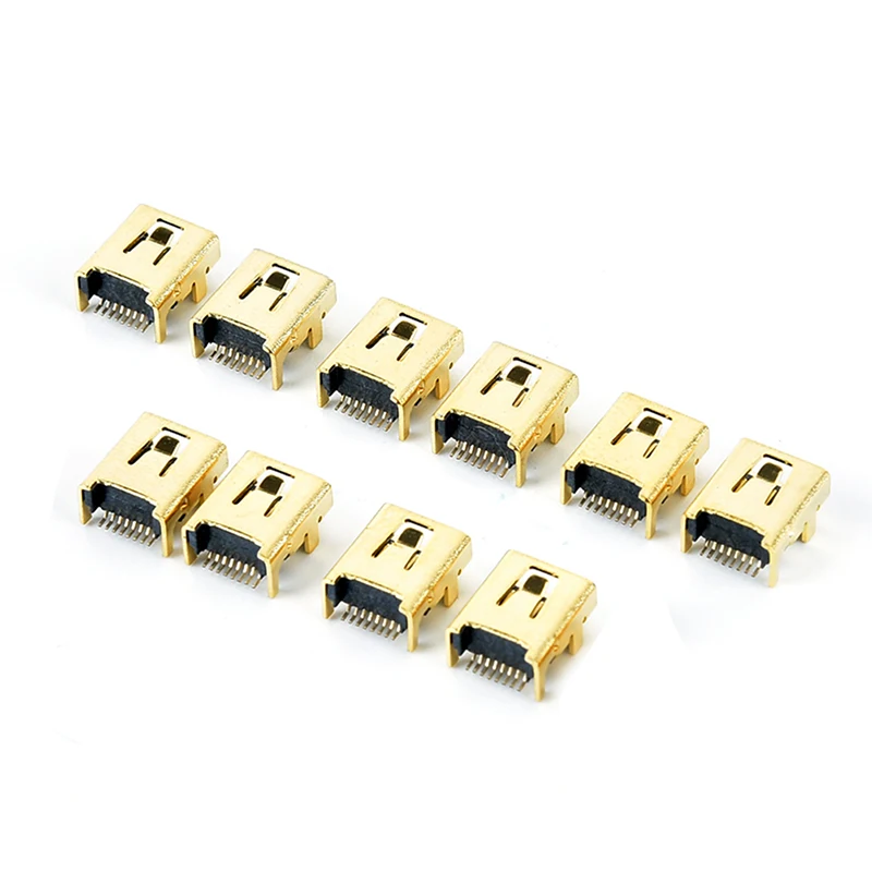 10PCS Mini USB 8P Gold Plated Connector USB 8 Pin Female Jack Pcb Smt Socket Connector