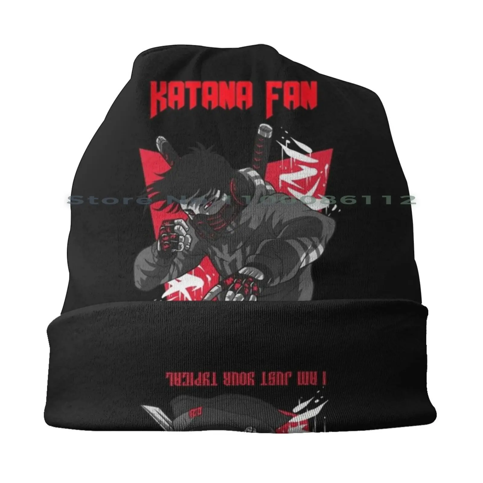 I Am Just Your Typical Katana Fan Beanies Knit Hat Kenjutsu Kendo Japanese Aikido Judo Katana Karate Kanji Martial Arts Sword