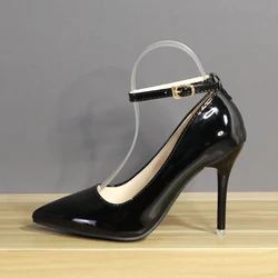 Aphixta 7cm 10cm 12cm Heels Schnalle Frauen Spitz Pumpen Patent Leder Schuhe Stiletto Heels Büro Pumpe super Große Größe 33-50