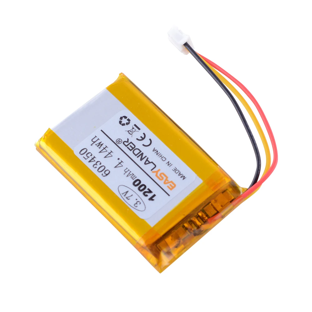 3.7V 1200mAh 603450 JST2.0mm 3-pinowy akumulator litowo-jonowy polimerowy do GPS Varta 1/Rejestrator 553450 Corsair DVR