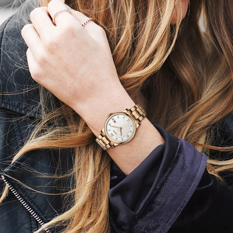 LOBINNI Fashion Casual Ladies Wrist Watch Stainless Steel Dress Women Watches Calendar Analog Quartz Female Clock Ladies Gifts