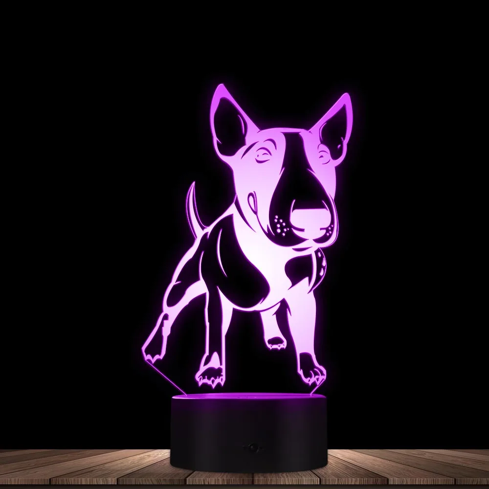 English Bull Terrier Shape Designed LED Visual Lamp Pet Dog Puppy 3D Optical Illusion Lamp Home Decor LED Night Light Table Lamp