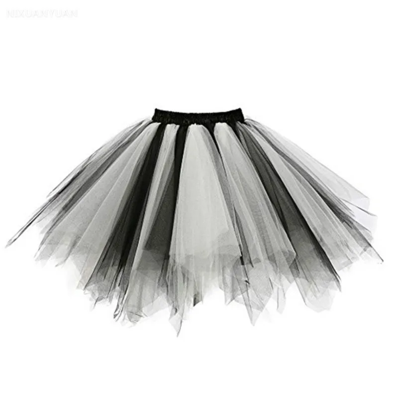 2023 Short Petticoat Tulle Skirts Womens Elastic Stretchy Layers Summer Adult Tutu Skirt Underskirt Rockabilly