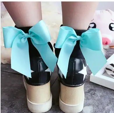 Girls\'s Cute Bow Socks Candy Color Stockings Lady Girls Women Casual Short Socks BowKnot Socks ODM & OEM 34 Colors 1pair/2pcs