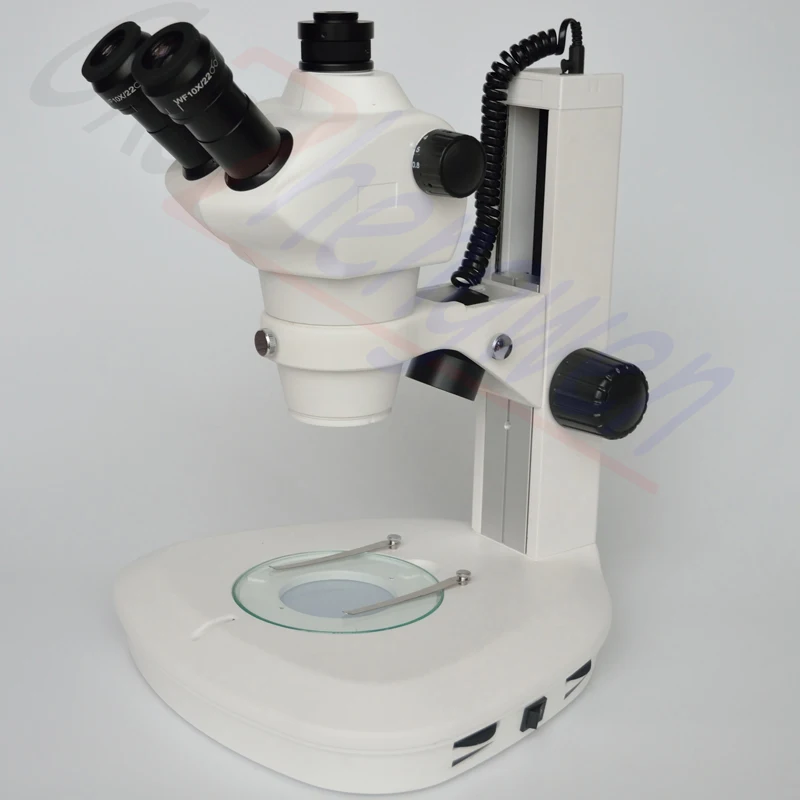 FYSCOPE 8X-50X, stojak Stereo Zoom Parfocal trinokularnej mikroskop na górze i na dole światła LED — zdjęcie 2