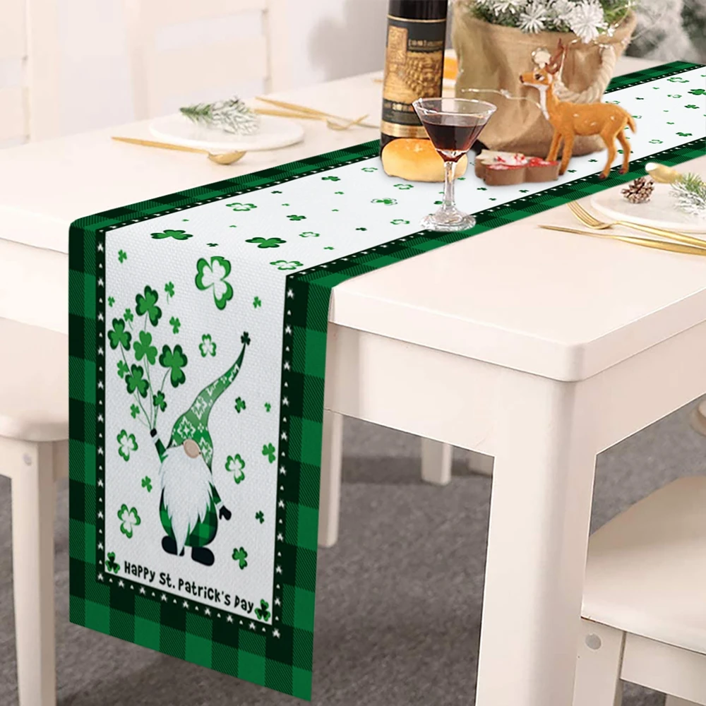  Green Irish St. Patrick's Day Printed Table Runner Embroidered Table Runner for Saint Patricks Day Holiday Parties Decor