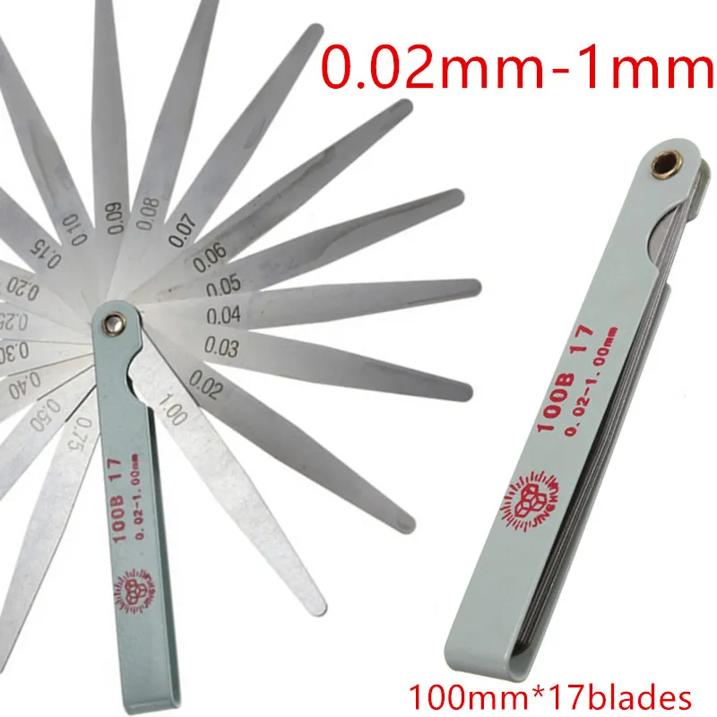 Useful 17 Blades 0.02 To 1mm Thickness Gap Metric Filler Feeler Gauge Measure Tool For Feeler Gauge Valve Shim Use