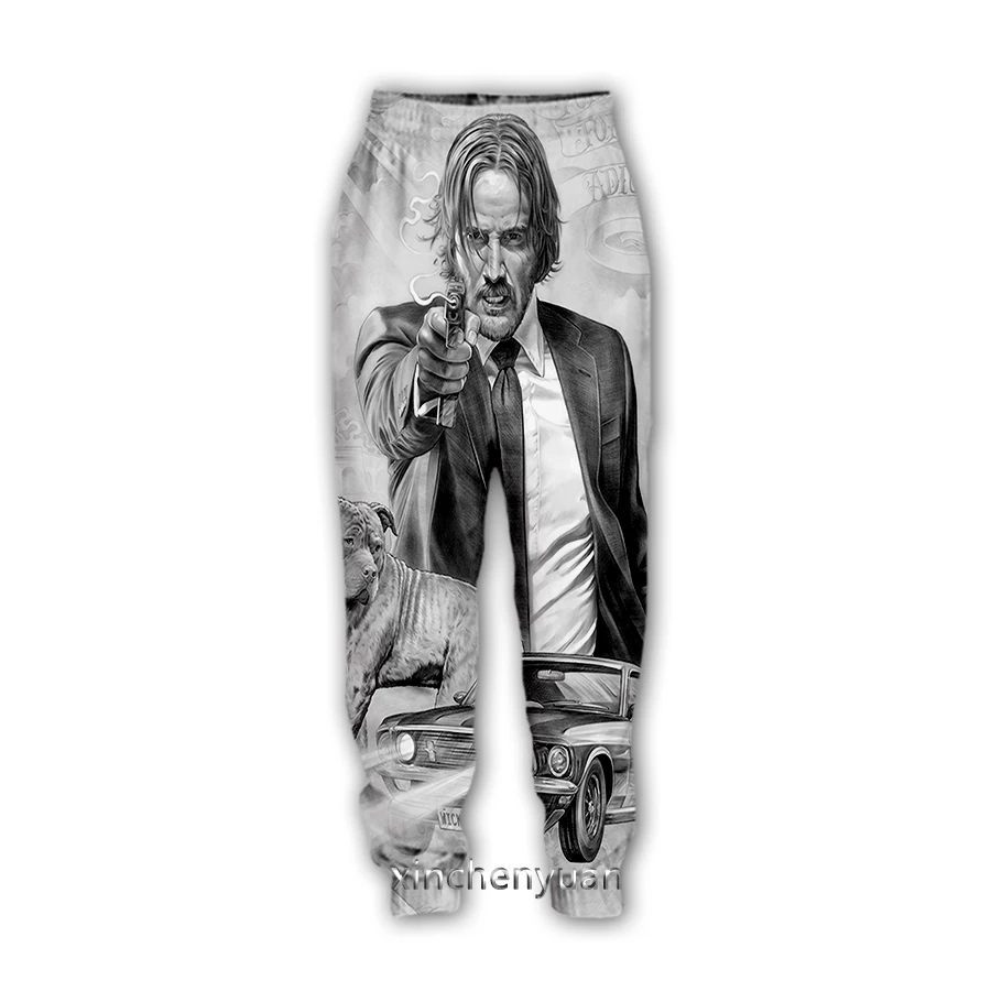 Xinchenyuan جديد فريد موضة جون ويك ثلاثية الأبعاد طباعة Pants غير رسمية Sweatpants مستقيم السراويل Sweatpants الركض السراويل بنطلون K26