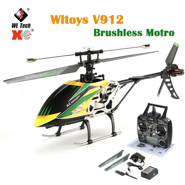 WLtoys V912 Brushless Motor RC Helicopter 4CH 2.4G Single Blade Head Lamp  Light RC Drone Brushless Big Helicopter RC Toys