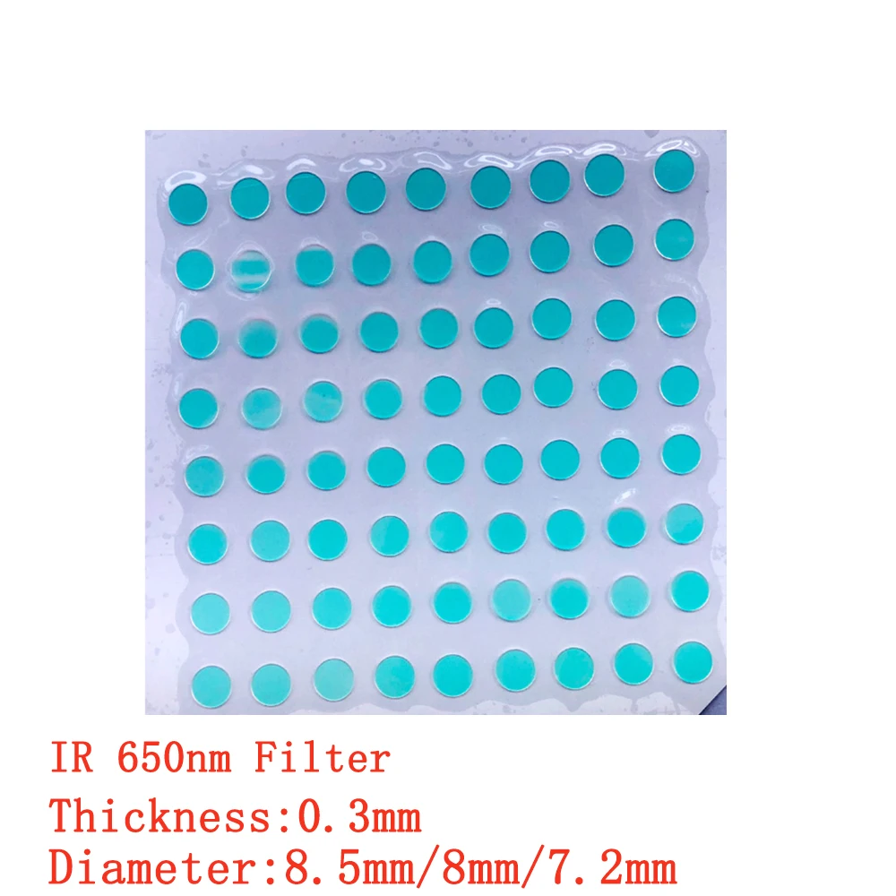 Thickness 0.3mm IR 650nm Filter Diameter 8.5mm/8mm/7.2mm For Lens IR Filter