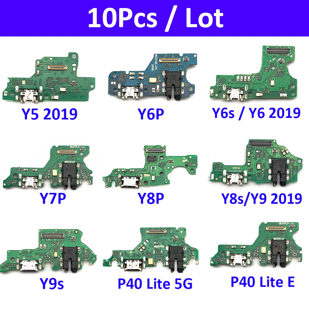 

10Pcs USB Charging Port Microphone Dock Connector Board Flex Cable For Huawei Y9S Y6P Y8S Y8P Y7P Y6S P40 Lite 5G P40 Lite E Y7A