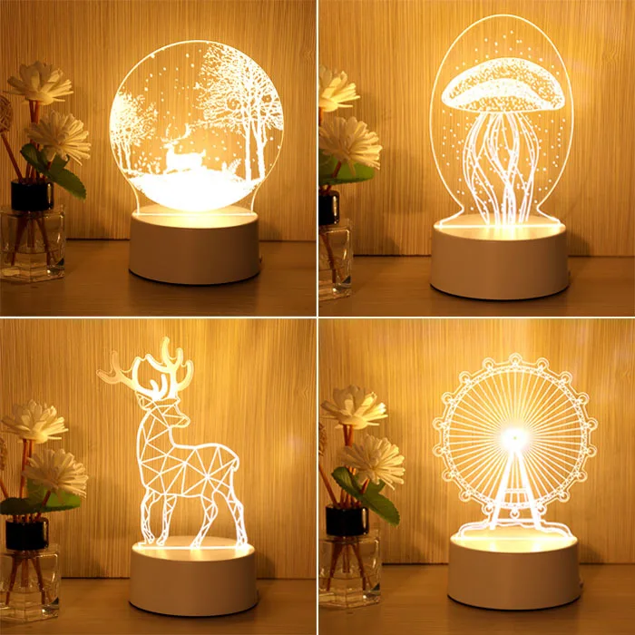 

3D Cute Kids DIY Lamp LED Night Light Valentines Day Gift Wedding Decoration Baby Shower Kids Birthday Party Rabbit Easter Decor