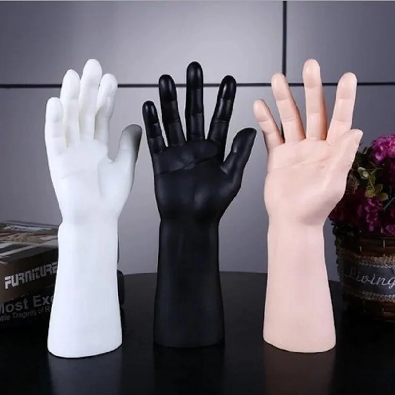 1Pc Black White Yellow Skin Color Mannequin Man Hand Mannequin Finger Jewelry Nail Watch Ring Bracelet For Gloves Stand 3 Colors