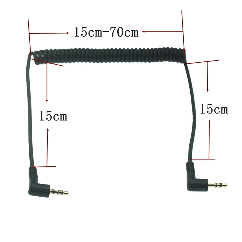 90 Degree 3.5mm 3/4 Pole Male TRS to TRRS 3.5/2.5mm 3/4 Pole Male/Female Headphone Stereo Audio AUX Spring Coiled Spiral Cable