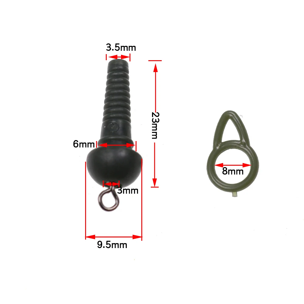 JIGEECARP 10PCS Carp Fishing Rigs Making Connector Safety Sleeves Rubber Tadpole Beads with Swivel & Sinker Loop Accessory