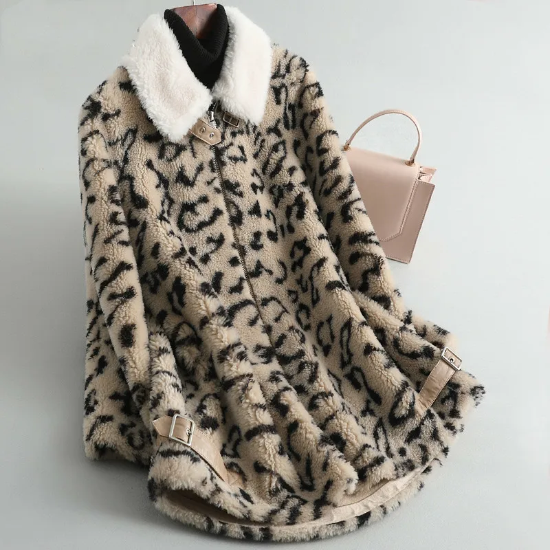 2020 Real Fur Coat Women Winter Jacket Korean Leopard 100% Wool Fur Coats and Jackets Women Clothes Manteau Femme Z080K KJ5882