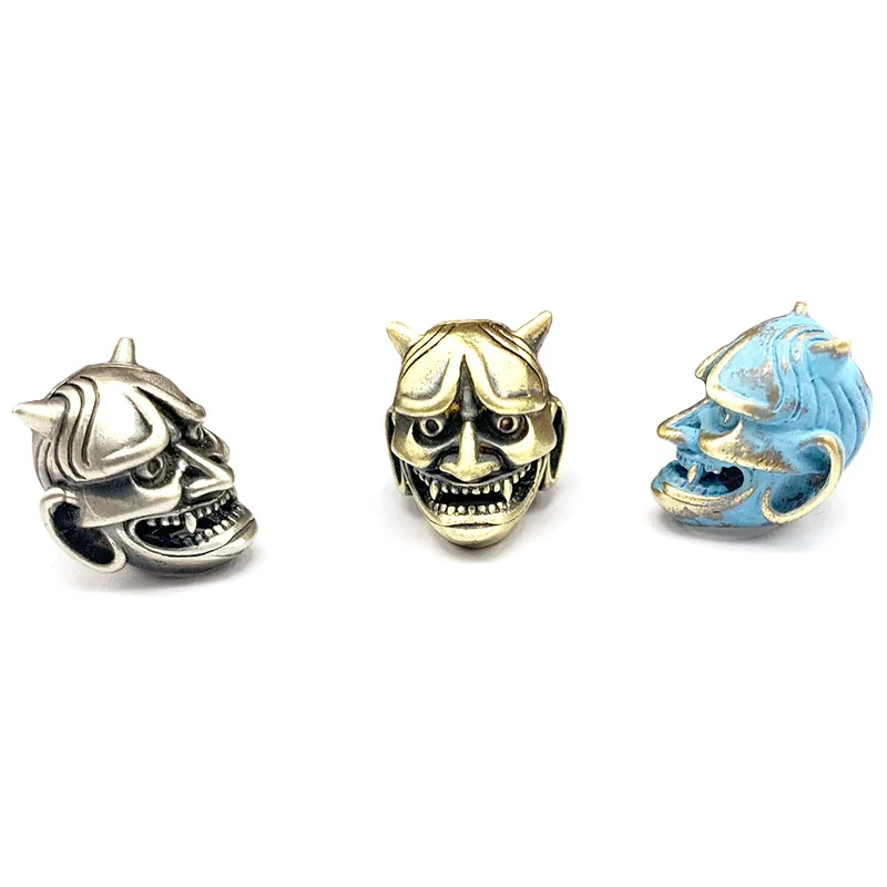 Brass Japanese Ghost Hannya Mask Beads Jewelry DIY Bracelet Keychains Knife Pendants Accessories Handmade Umbrella Rope Hangings