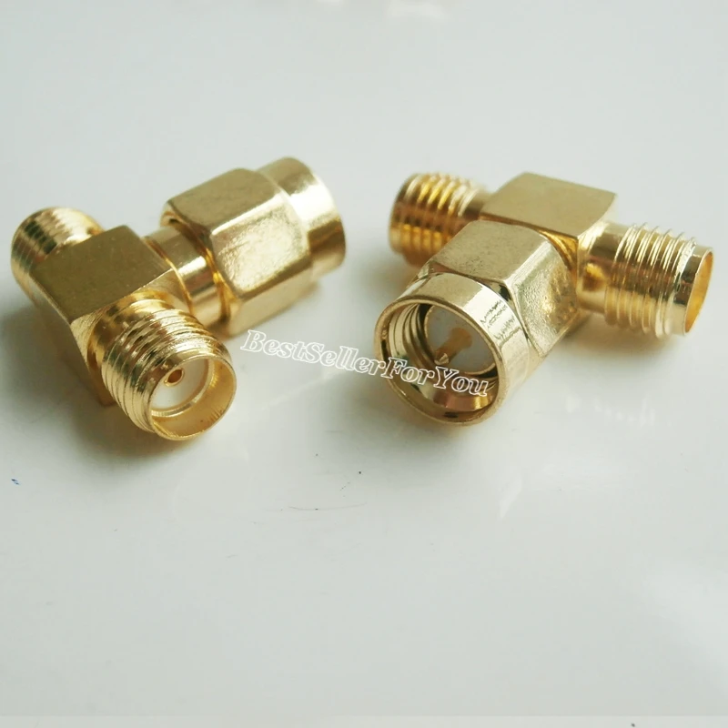 1Pcs SMA Connector Male To Two SMA Connector Female Triple T RF Adapter Connector 3 Way Splitter