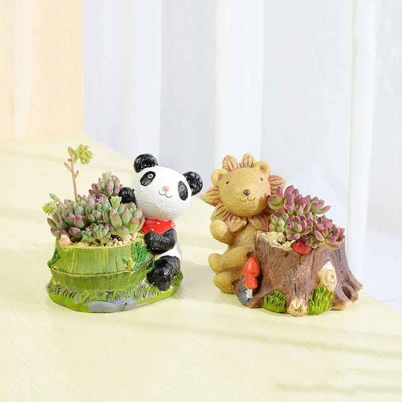 Pastoral Resin Creative Cute Cartoon Animal Bunny Kitten Pig Simulation Succulent Flowerpot Courtyard Garden Decoration Crafts