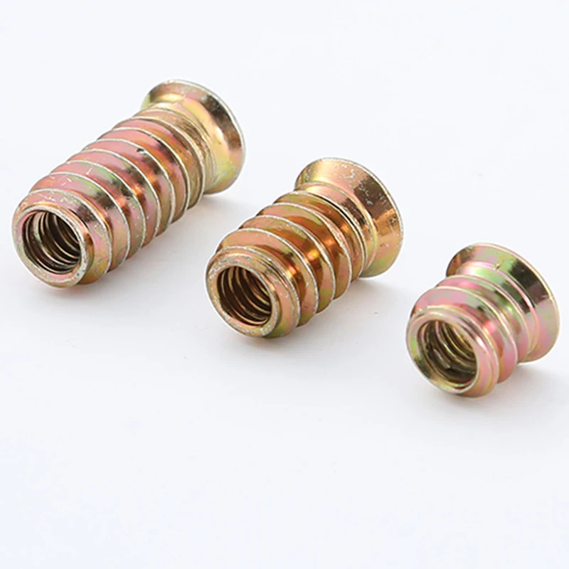 20/50Pcs M6 M8 M10 Flanged Hex Socket Drive Head Furniture Carbon Steel Nut Zinc Alloy Thread For Wood Insert Nuts