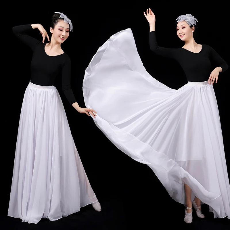 Female Chiffon Flamenco Dance Long Skirt Spanish Dancing Stage Performance Costume Women Classic Gypsy Belly Dance Dress DL6101