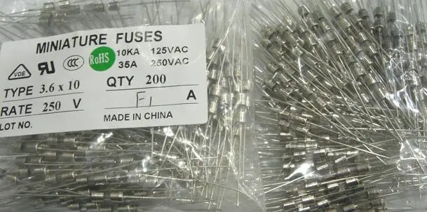 10PCS/Lot 3.6*10mm 3.6x10mm Axial Lead Glass Fuse T0.5A T1A T1.5A T2A T2.5A T3A T3.15A T4A T5A T6.3A T7A T8A T10A T12A T15A 250V