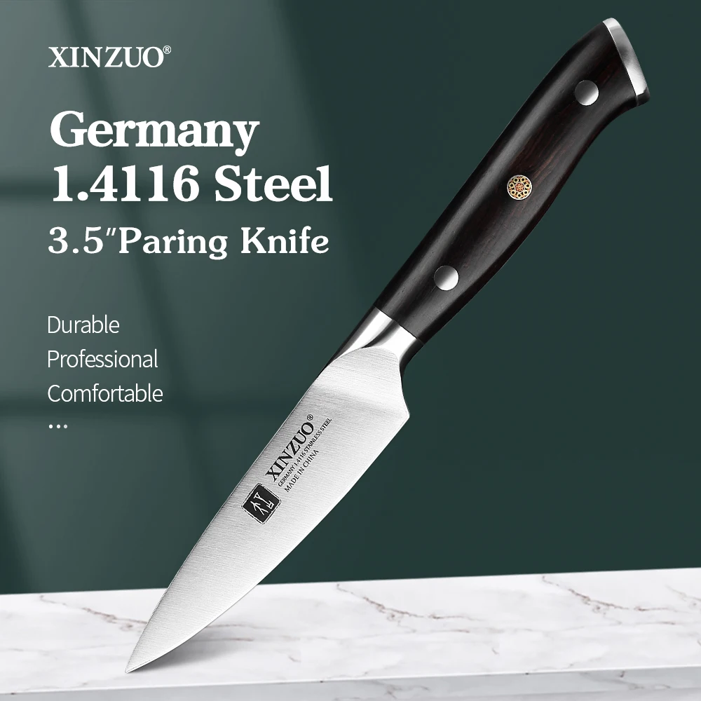 XINZUO 3.5\'\' Inches Paring Knife Germany 1.4116  Stainless Steel Cutting Fruit Peeling Knives Kitchen Tools Ebony Handle